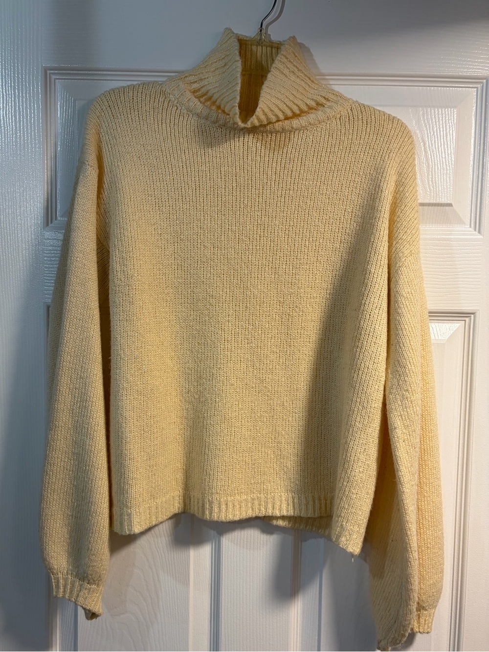 SHEIN Pale Yellow soft Cowl Neck Sweater w boho sleeves